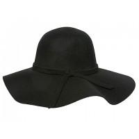 Straw Wide Brim Hats  – 12 PCS w/ Wool Felt Accent  - Black - HT-HT2498BK